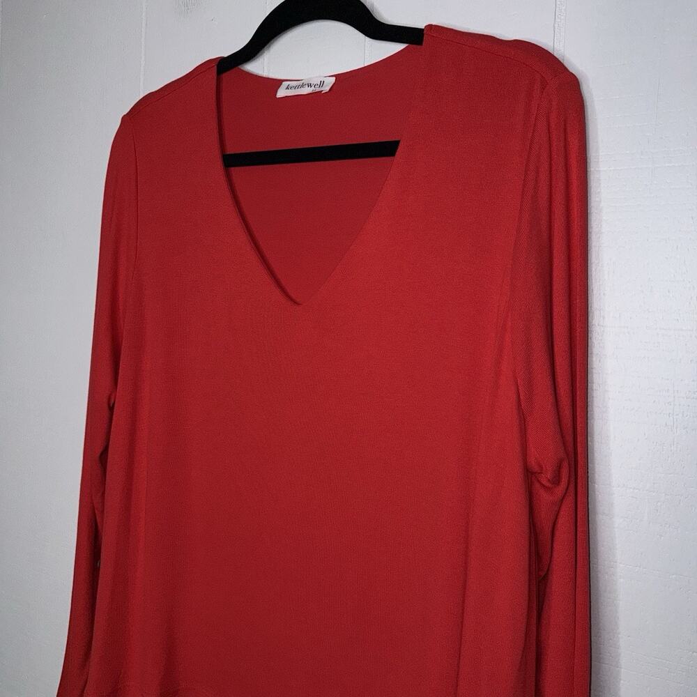 Ketttlewell Women’s Layered V Neck Long Sleeve Top Red Size LL (16) - Picture 3 of 6